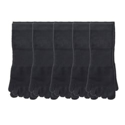 5本指靴下 ソックス ＜5足セット＞ スニーカー丈 くるぶし丈 25-27cm 抗菌防臭 消臭 メンズ ブラック GM0112Y