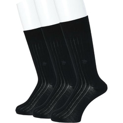 靴下 ソックス ＜3足セット＞ ビジネスソックス 平リブ編 25-27cm 抗菌防臭 消臭 メンズ ブラック PL0465Y