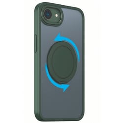 iPhone 16e用 360°回転するリング付きマットケース グリーン 1847-16E-GREEN