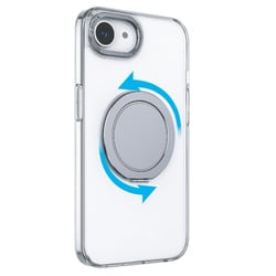 iPhone 16e用 360°回転するリング付きマットケース クリア 1847-16E-CLEAR