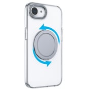 iPhone 16e用 360°回転するリング付きマットケース クリア 1847-16E-CLEAR