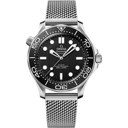 シーマスターダイバー300 ブラック メッシュベルト 並行輸入品 5年保証 210.30.42.20.01.010