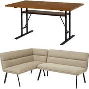 ダイニング3点セット（左肘） LT-4770DBR-ロイス2P左肘S-BE