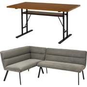 ダイニング3点セット（左肘） LT-4770DBR-ロイス2P左肘S-DGY