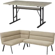 ダイニング3点セット（左肘） LT-4770GY-ロイス2P左肘S-BE