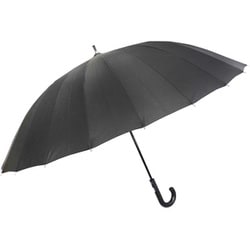長傘 晴雨兼用 耐風 24本骨 親骨70cm 黒 ワンタッチ 大きい 丈夫 風に強く折れにくい グラスファイバー骨使用 高い撥水力 傘先端に滑り止め付き UVカット率90％以上 使用時直径約121cm 30413