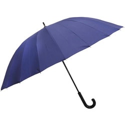 長傘 晴雨兼用 耐風 24本骨 親骨70cm 紺 ワンタッチ 大きい 丈夫 風に強く折れにくい グラスファイバー骨使用 高い撥水力 傘先端に滑り止め付き UVカット率90％以上 使用時直径約121cm 30420