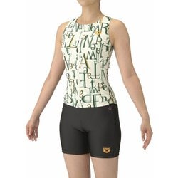 フィットネスセパレーツ（カバーバック ミドルレッグ 差し込みパッド） レディース 水着 ホワイト/ブラック（WHBK） Mサイズ AS5FWF54L