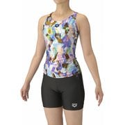 フィットネスセパレーツ(Yバック ミドルレッグ 差し込みパッド) レディース 水着 ブルー/ブラック(BLBK) Lサイズ AS5FWF56L
