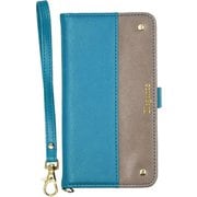AQUOS wish5 用 ケース 手帳型 ツートン スマホケース ターコイズ・グレージュ EL-AQWI5-TG