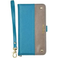 Galaxy A25 用 ケース 手帳型 ツートン スマホケース ターコイズ・グレージュ EL-GAA25-TG