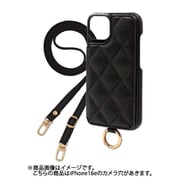 iPhone 16e 用 ケース キルティングショルダーケース スマホケース ショルダータイプ スタンド機能 ブラック QS-IP16e-BK