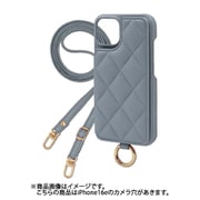 iPhone 16e 用 ケース キルティングショルダーケース スマホケース ショルダータイプ スタンド機能 グレイッシュアクア QS-IP16e-GA