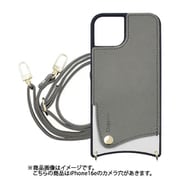 iPhone 16e 用 ケース スマホショルダー スマホケース ショルダータイプ くすみカラー チャコール SH-IP16e-CC