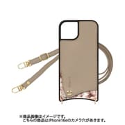 iPhone 16e 用 ケース スマホショルダー スマホケース ショルダータイプ くすみカラー 花柄×フォーン SH-IP16e-FLFA