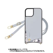 iPhone 16e 用 ケース スマホショルダー スマホケース ショルダータイプ くすみカラー 花柄×アイスグレー SH-IP16e-FLIG