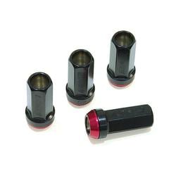 17HEXレーシング 2ピースナットセット M12x1.25 ブラックメッキ/レッド 48mm 74130000207BK