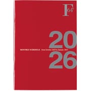 限定 10月始まり(2025.10 - 2027.1) F.O.B COOP ミニダイアリーノートA6・マンスリー 濃赤 2026年版 PBF55DR26
