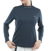ゴルフウェアレディース 25F カラタッチ 長袖モックネックシャツ Mサイズ NVY ADLA554
