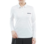 ゴルフウェアレディース 25F UJジャガード 長袖シャツ Mサイズ WHT ADLA557