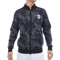 ゴルフウェアメンズ 25F モザイクカモフラージュ フルジップセーター Mサイズ BLK ADMA573