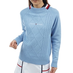 ゴルフウェアレディース 25F マシュマロタッチ ケーブル柄 ハイネック Mサイズ IBL THLA582