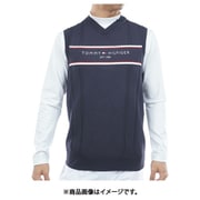 ゴルフウェアメンズ 25F ケ-ブル浅Vネック ニットベスト LLサイズ NVY THMA560