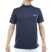 ゴルフウェアメンズ 25F ロゴジャガード 半袖モックネック Mサイズ NVY THMA561
