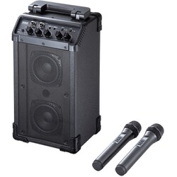 拡声器 ワイヤレスマイク2本 スピーカーセット 最大出力40W 有線マイク対応 外部音声入力搭載 専用バッグ付属 電池/AC両対応 MM-SPAMP21