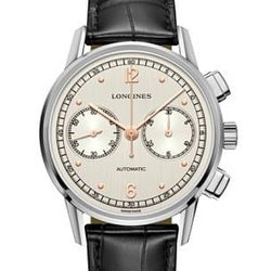 ヘリテージ クロノグラフ シルバー 黒革 並行輸入品 2年保証 L2.814.4.76.0