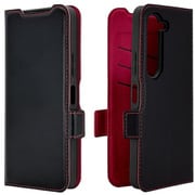 arrows Alpha用 手帳型ケース 薄型 カード入れ スタンド機能 衝撃吸収 シンプル サイドマグネット BK RD 8841FAABSMBKR