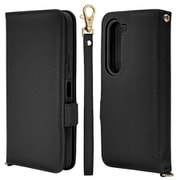 arrows Alpha用 手帳型ケース カード入れ おしゃれ スタンド機能 シンプル ハンドストラップ付き マグネット式 ブラック 8843FAABHSBK