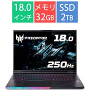 ゲーミングノートパソコン/Predator Helios 18 AI/18型/Core Ultra 9 プロセッサー 275HX/GeForce RTX 5080 Laptop GPU/メモリ 32GB/SSD 2TB/Windows 11 Home/アビサルブラック PH18-73-H932Z58/E