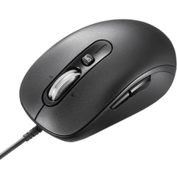有線マウス チルト/高速スクロール 静音 USB-A 戻る/進むボタン搭載 カウント切り替え機能 機能割り当て ケーブル長1.8m ブラック MA-YBS531BK
