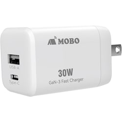 USB急速充電器 USB PD（パワーデリバリー）対応 30W USB-C×1/USB-A×1 PD-PPS GaN3チップ 折りたたみ式プラグ ホワイト AM-PDMGAN30W-WH