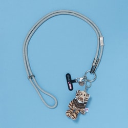 NICI×SMAST GLITTER MOBILE STRAP SILVER×タイガー（ブラウンバンダナ） SMAST-9009-3