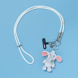 NICI×SMAST GLITTER MOBILE STRAP WHITE×エレファント（GRAYバンダナ） SMAST-9009-5