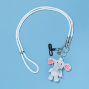 NICI×SMAST GLITTER MOBILE STRAP WHITE×エレファント(GRAYバンダナ) SMAST-9009-5
