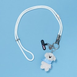 NICI×SMAST GLITTER MOBILE STRAP WHITE×レトリバー（BLUEバンダナ） SMAST-9009-6