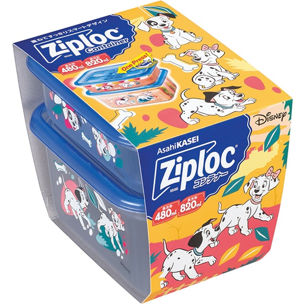 プラスチック製保存容器 限定 ジップロック（R） コンテナー 長方形480ml＆820ml 各1個入 ＜Disney＞ 25