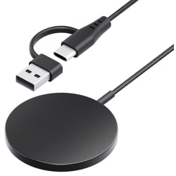 マグネット式 ワイヤレス充電器 USB Type-A＆C 1.2m ブラック PG-MG12CA01BK