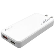 USB急速充電器 USB PD（パワーデリバリー）対応 65W USB-C×1＋USB-A×1 超薄型 折りたたみプラグ PSE認証 ホワイト AKJ-S65WAC