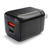 USB急速充電器 USB PD（パワーデリバリー）対応 30W USB-C×1/USB-A×1 PD-PPS 折りたたみプラグ PSE認証 ブラック AKJ-PDC30 BK