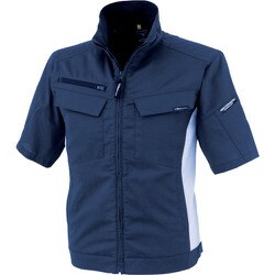 裏綿ストレッチ半袖ブルゾン ディープネイビー 3Lサイズ 1511-19-3L