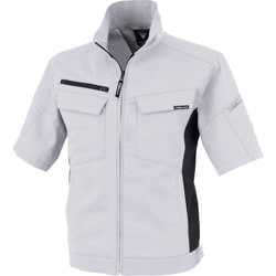 裏綿ストレッチ半袖ブルゾン シルバーグレー Lサイズ 1511-22-L