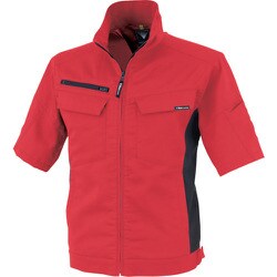 裏綿ストレッチ半袖ブルゾン レッド 3Lサイズ 1511-71-3L