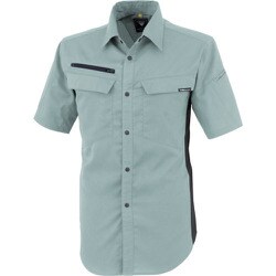 裏綿ストレッチ半袖シャツ ミストグリーン Mサイズ 1512-605-M