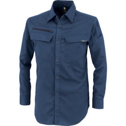 裏綿ストレッチ長袖シャツ ディープネイビー Mサイズ 1513-19-M