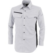 裏綿ストレッチ長袖シャツ シルバーグレー Sサイズ 1513-22-S