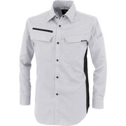裏綿ストレッチ長袖シャツ シルバーグレー SSサイズ 1513-22-SS